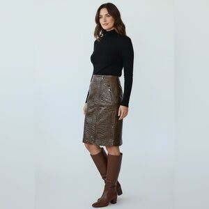 Doncaster Women’s Size 6 Front Zipper Croc Style Wool Blend Pencil Skirt